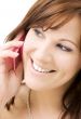 woman with pink phone