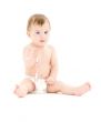 baby boy in diaper with toothbrush