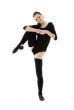fitness instructor in black leotard