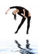fitness instructor in black leotard