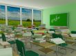 Interior of a school class. 3D image.