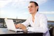 businessman on leisure with laptop
