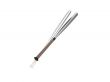 metallic baseball bat over white