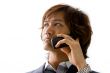 Asian business man and phone