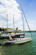 Yachts moored at the berth in the summer day