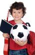 Child with ball, book and guitar