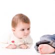 Baby is fee tlooking