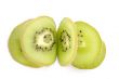 cutting kiwi on white