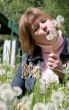 woman and dandelion