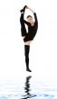 fitness instructor in black leotard