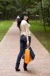 brunet girl with shopping bags
