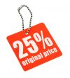red price tag on white