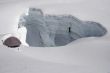 Tent near crevasse edge