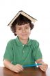 adorable boy reading a book