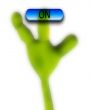 Alien Hand Pushing Button