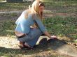 woman in cemetery