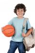 student boy blond with a basketball