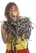 woman with cables