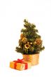 Decorated Christmas tree with presents isolated