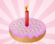 Birthday donut with candle