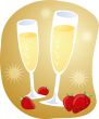 Champagne and strawberries illustration