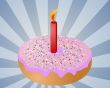 Birthday donut with candle