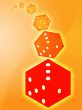 Rolling red dice illustration