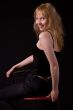blonde girl on black