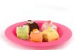 Fancy cakes on pink