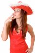 lady in red with cigarette