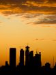 Sunset over city