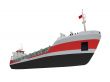 Big cargo ship isolated front view