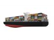 Container ship isolated back view
