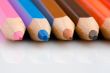 Pencils of many colors aligned