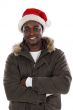 African boy with Santa Claus hat