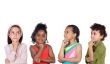 multiethnic group of children thinking
