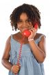 Pretty girl with red phone