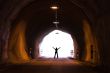 silhouette in tunnel