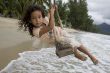 Girl on swing at the sea