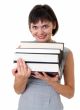student with thick books