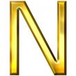 3D Golden Letter N