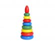 Wooden children`s toy pyramid a puzzle. Isolates.
