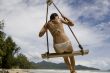 Girl on swing on the beach