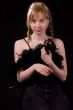 blonde girl on black
