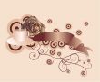 brown scroll winth coffee and rose background