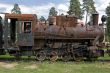 old steam train at a railway museum