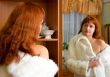 woman tries on a fur coat 2
