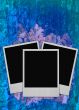 photo frames on blue rough background