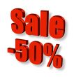 red sale word with shadow