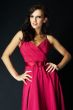 girl wearing a nice ping dress